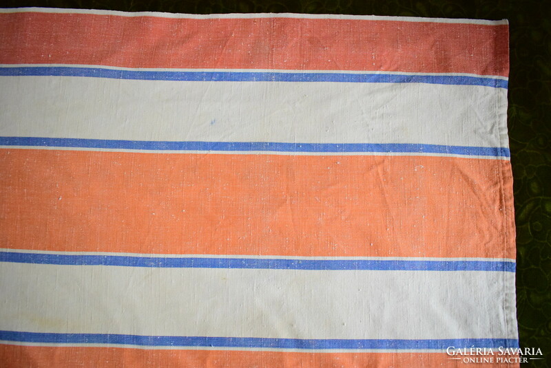 Régi zsák ernyő vászon anyag , szőttes pamutvászon , színes csík anyagában mintás 230 x 81 cm I.