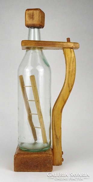 1O196 drinking glass with wooden stand 38 cm