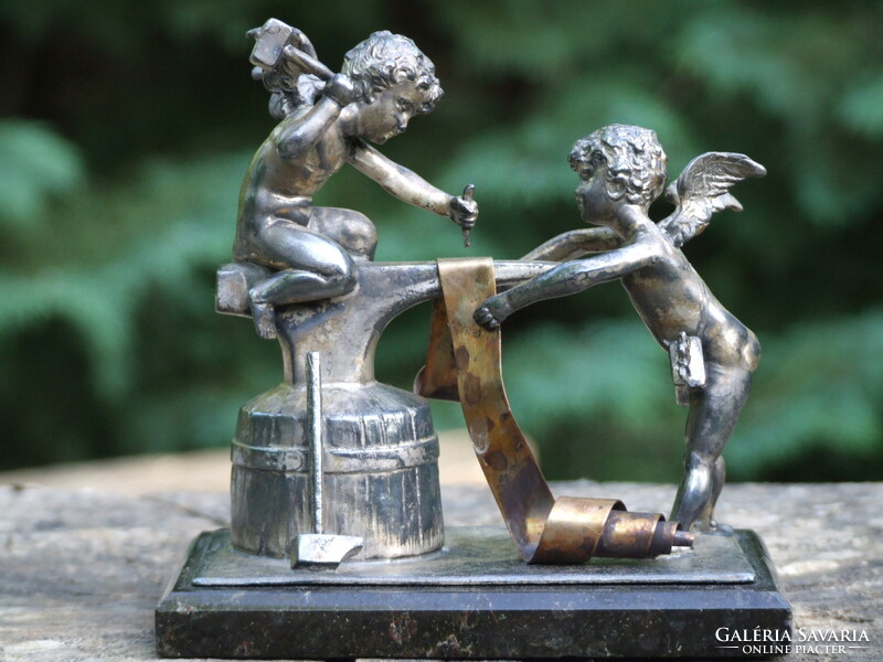 Silver-plated pewter angels, xix. Mid Century (080622)