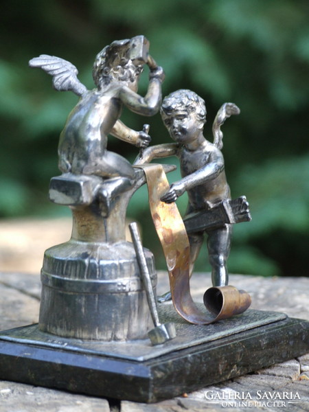 Silver-plated pewter angels, xix. Mid Century (080622)