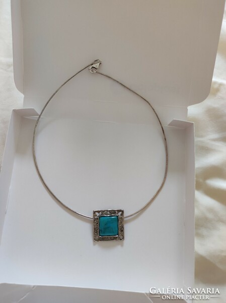 Israeli silver necklace with turquoise stone