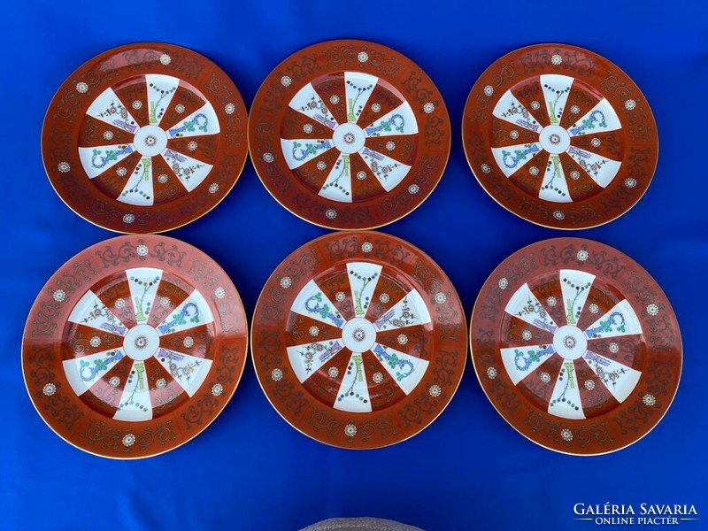 Herendi porcelán Gödöllő mintás lapos tányérok 6db