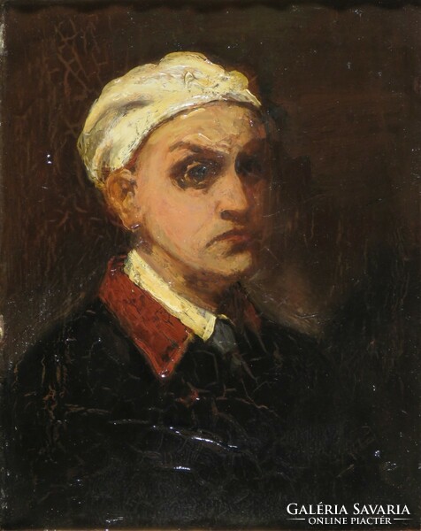 Európai festő 1900 körül : Fehér kendős portré