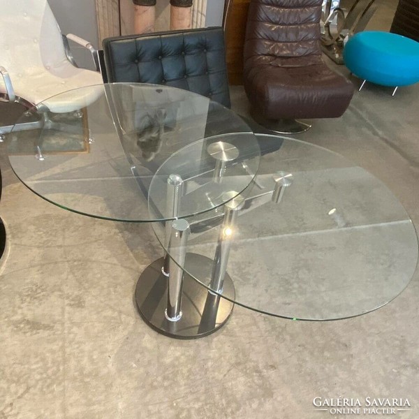 Széthajtható kerek üveglapos asztal - B426