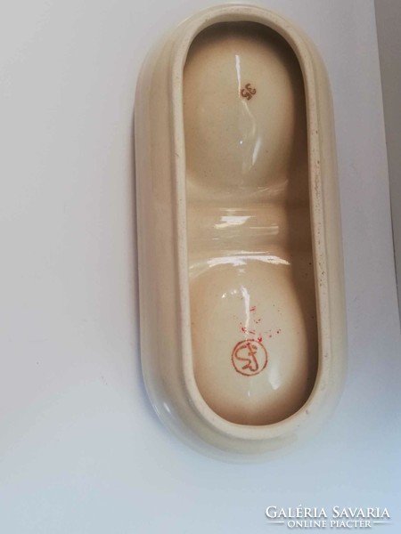Old porcelain salt-pepper-toothpick holder