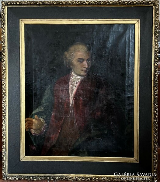 Unknown: xviii. Mid-century French nobleman (large oil canvas) original!