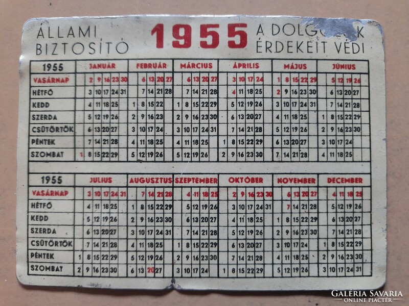 Aluminum card calendar 1955 state insurance. There is mail!