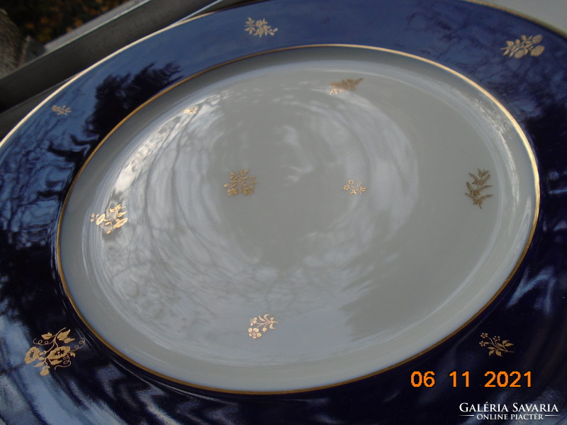 1923 SEVRES Kobalt szórt arany különböző virágokkal francia tányér