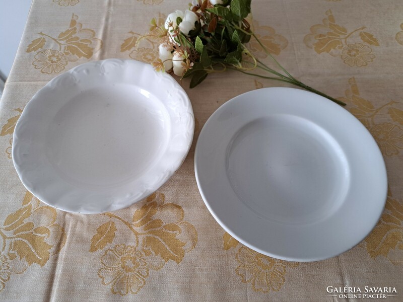 Antique thick white porcelain deep and flat plate 52.