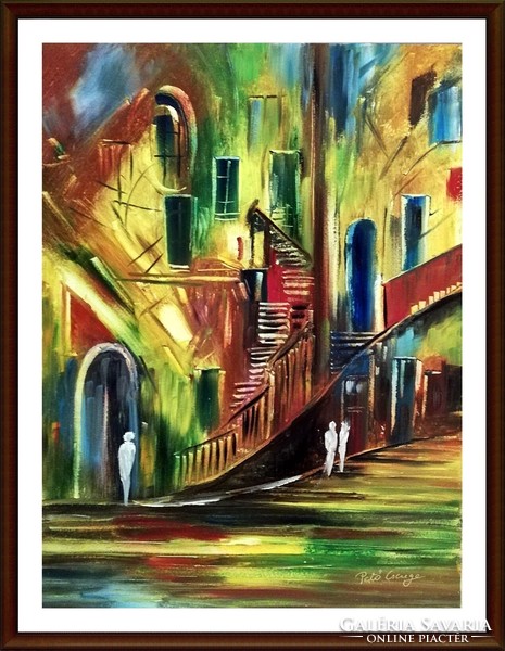 Alley - contemporary painting (30 x 40, oil)