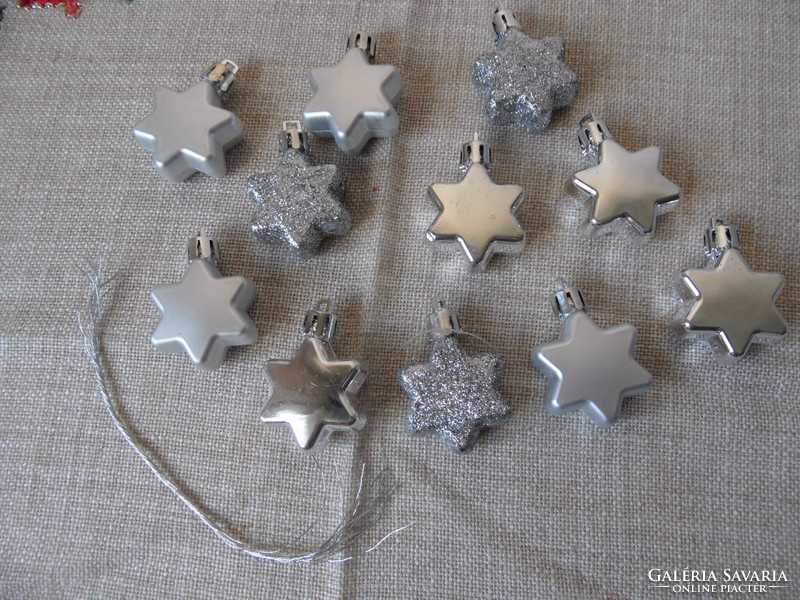 Silver-colored star plastic Christmas tree decoration (12 pcs.)
