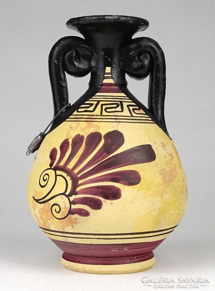 1O530 Festett plombált görög kerámia váza kópia 13 cm