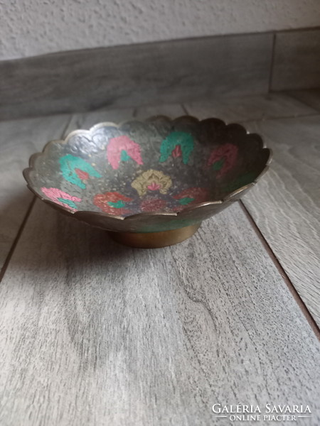 Nice old enameled copper serving bowl (14.5x5 cm)
