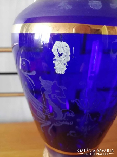 Bohemia Czechoslovak blue glass vase
