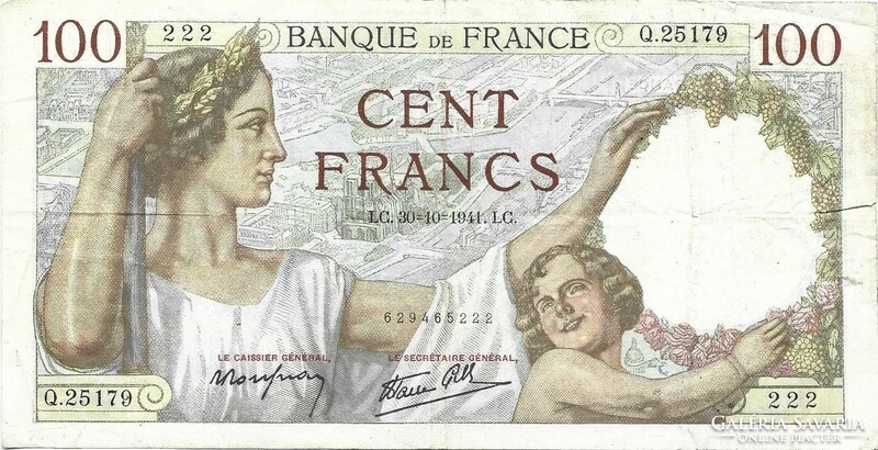 100 frank francs 1941 Franciaország 2.