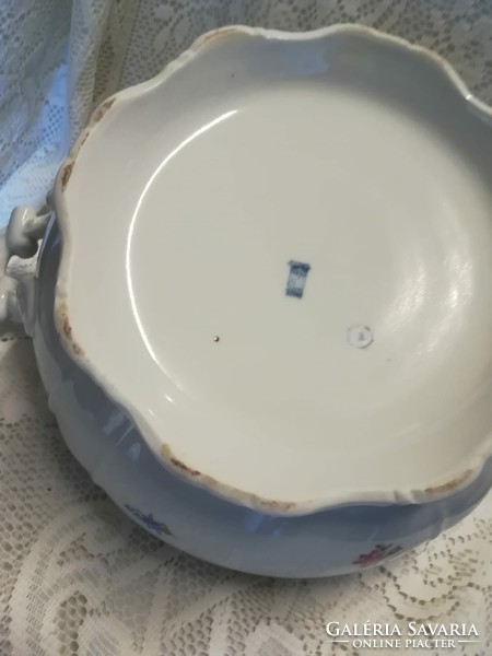 Zsolnay porcelán tányér+leveses tál