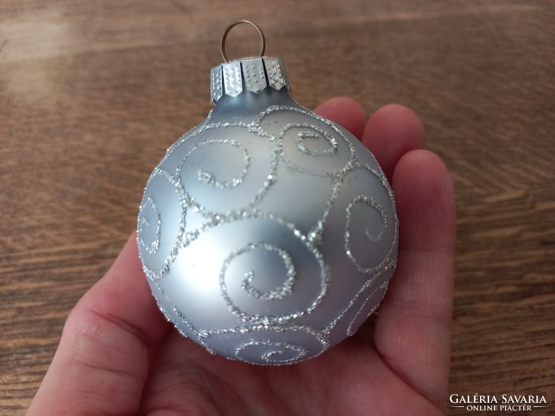 Ice blue silver glitter glass ball Christmas tree decoration