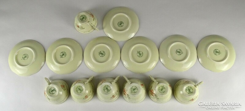 1N868 seven-person butter-colored Zsolnay porcelain coffee set
