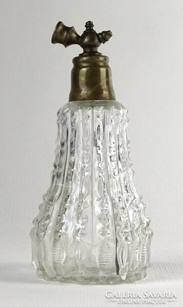 1N878 Régi réz fejű parfümszóró üveg parfümös üveg 11 cm