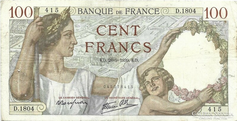 100 frank francs 1939 Franciaország
