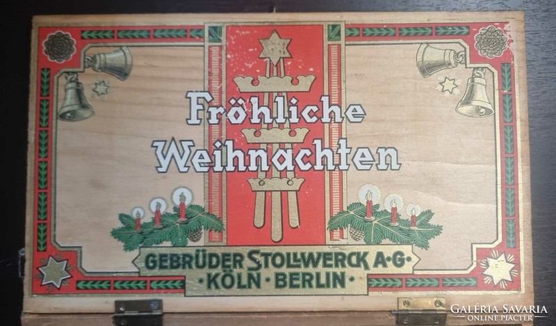 Stollwerck fa dobozka Fröhliche Weihnachten Gebrüder Stollwerck A.G Köln Berlin