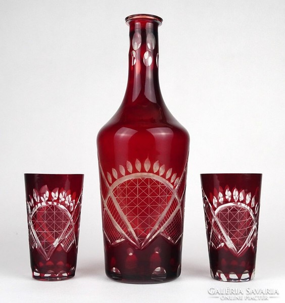 1N904 old burgundy polished glass offering set