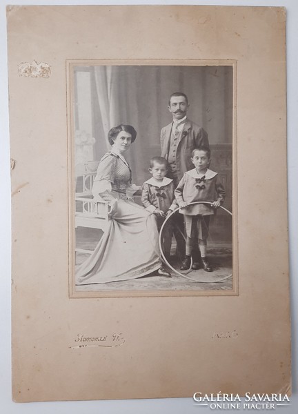 Makó, Homonnai n. Studio, large-scale antique noble family photo, cabinet photo