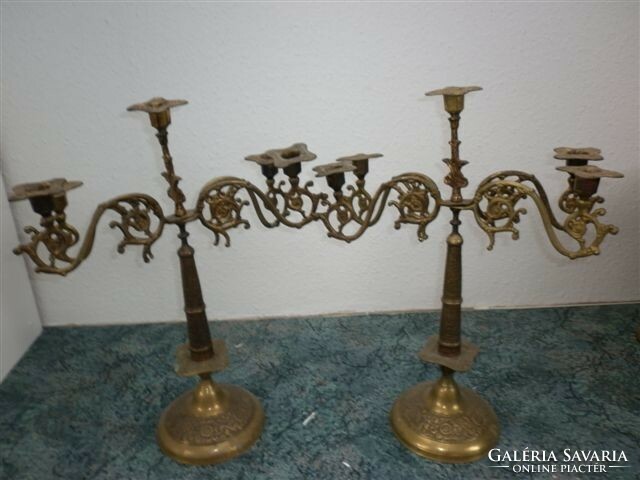 Pair of copper candlesticks with 4-4 branches