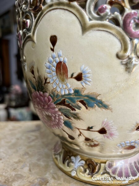 Antique, hand-painted Zsolnay bowl