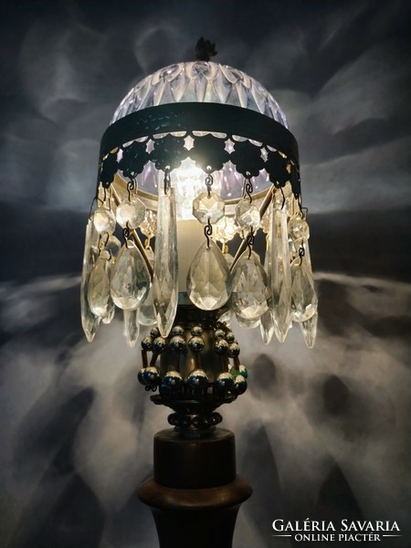 Crystal-wood elegant table lamp, bedside lamp