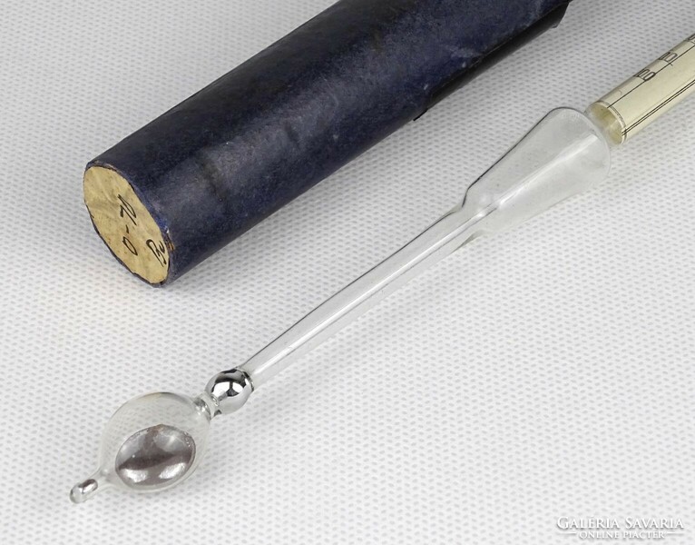 1N902 Antik Calderoni üveg fokmérő tokjában ARÄOMETER borászati eszköz