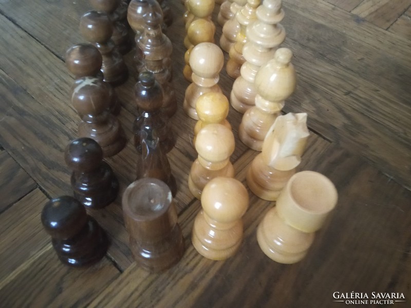 Beautiful classic carved wooden chess pieces