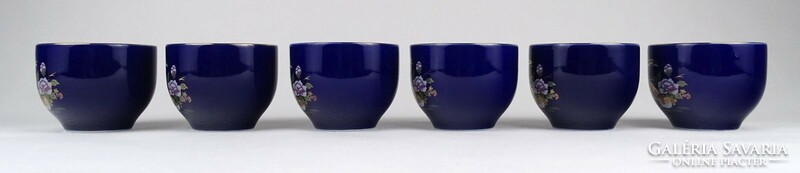 1N890 Aranyfácános kék színű porcelán csésze vagy tálka készlet 6 darab
