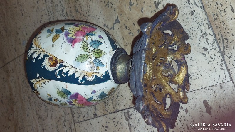 Antique faience kerosene lamp