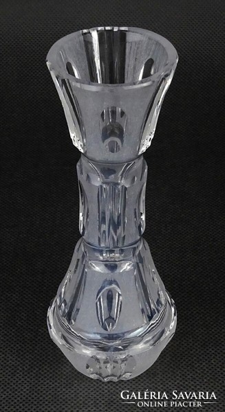 1O211 old etched Scandinavian glass vase fiber vase 15 cm