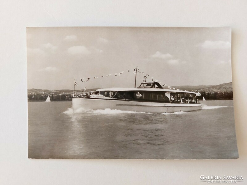 Régi képeslap Balaton fotó levelezőlap hajó