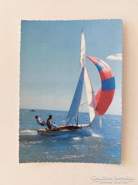 Old postcard 1988 Balaton photo postcard sailing