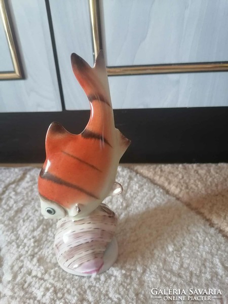 Hand painted drasche porcelain fish with snail