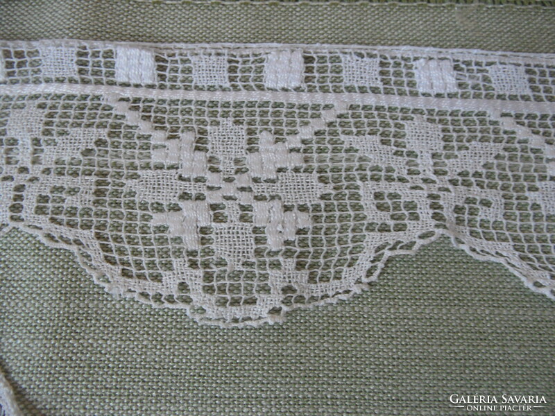 Hand crocheted lace shelf strip