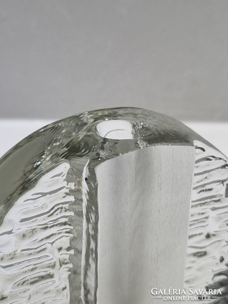 Decorative vintage glass block vase, solifleur walther glas - '70s