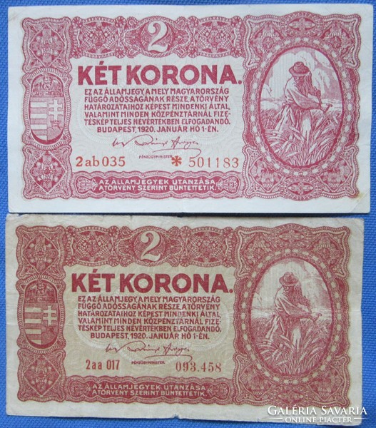 2 pieces of paper 2 crowns 2 ad, 2 aa, star and no star 1920