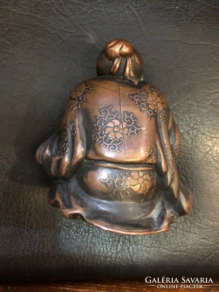 Ebisu isten bronz szobra a korai meiji korból, japán, 7 cm-es