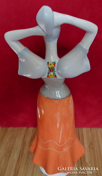 Aquincum porcelain - woman with headscarf in Matyó folk costume 25cm