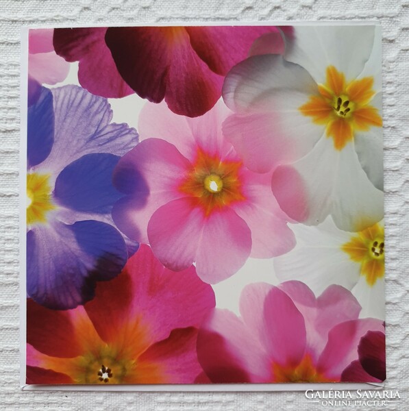 Postcard with envelope, greeting card, greeting card, postal card with a pansy flower pattern