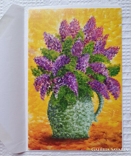 Postcard with envelope greeting card greeting card postcard postal clean robert holy lilac flower