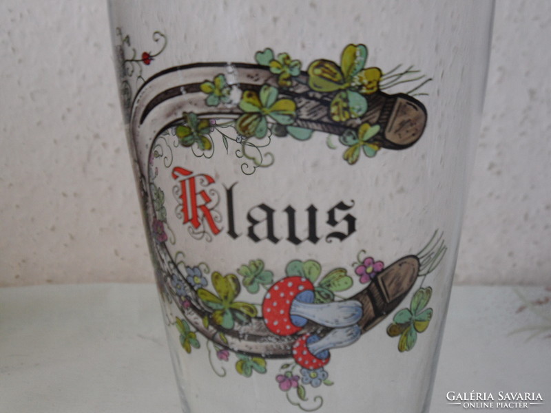 Klaus szerencsehozó patkós üveg sörös pohár