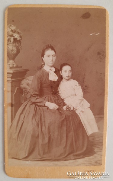 Antik vizitkártya (CdV) fotó, Lengyel Samu műterme Kassán és B.Füreden, 1860-as évek