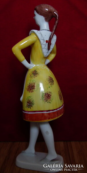 Hollóháza porcelain - dancing woman in Bujak folk costume 24.5 cm
