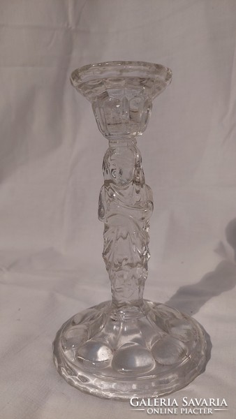 Régi figurális üveg gyertyatartó