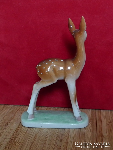 Hungarian, hand-painted porcelain deer - total height: 15 cm
